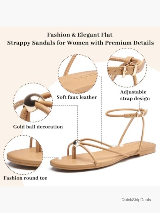 Amazon.com: ZKXYFFS Women Comfortable Strappy Flat Sandals with Ankle Strap for Women